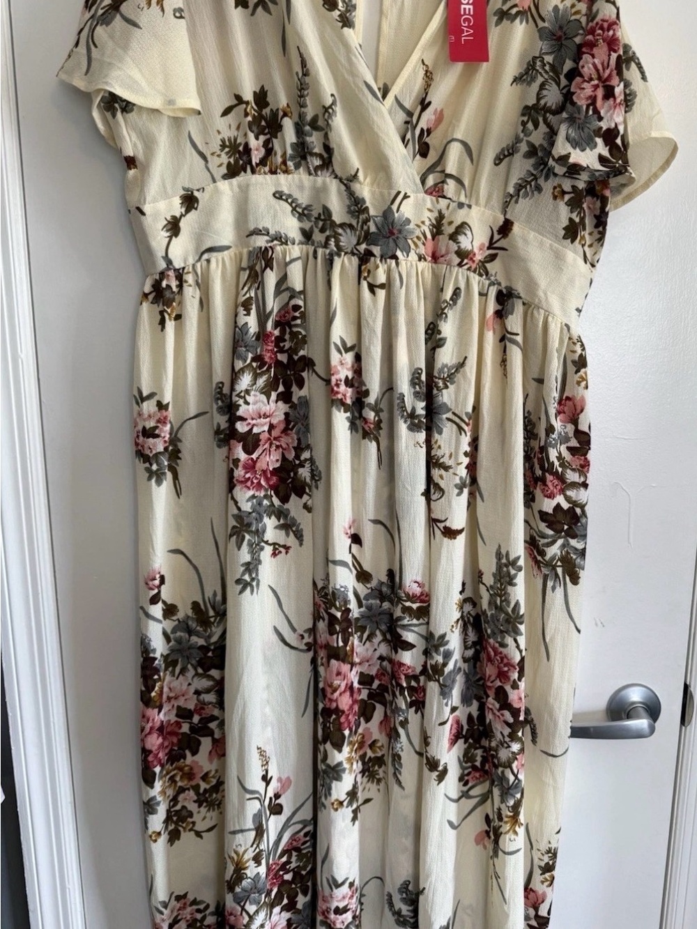Rosegal Maxi Dress 3X Sheer Cream Floral V Neck Empire Boho Ethereal NWT Flowy
